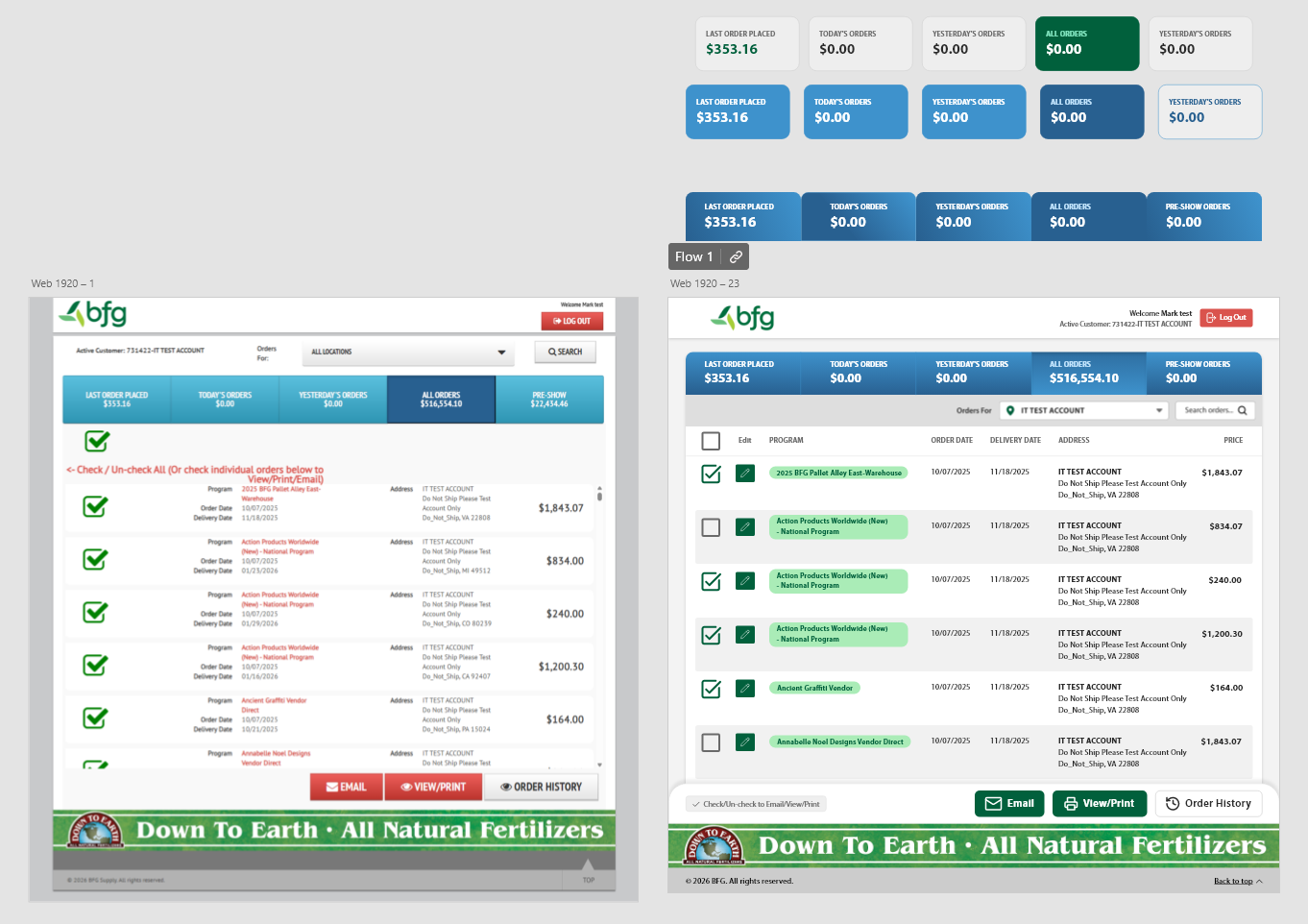 BFG kiosk interface comparison (old/new)